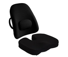 Load image into Gallery viewer, BodyHealt Orthopedic Memory Foam Seat Cushion and Lumbar Support Pillow for Office Chair and Car Seat - Ergonomic Back/Stress Pain Relieve, Black