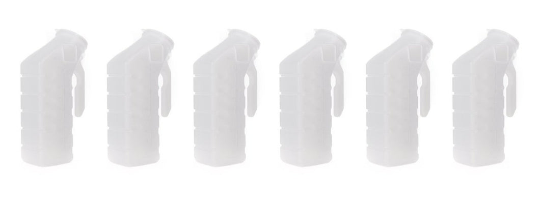 BodyHealt Deluxe Male Urinal Incontinence Pee Bottle 32oz./1000ml with Cover (Standard Lid, Pack of 6)