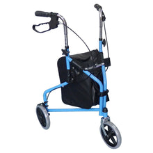 Load image into Gallery viewer, 3 Wheel Rollator Walker with Ergonomic Hand Grips, Locking Brakes, Adjustable Handle Height, Lightweight Aluminum Frame - Blue - by Bodyhealt