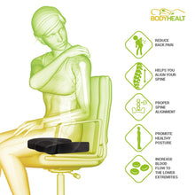 Load image into Gallery viewer, BodyHealt Coccyx Seat Cushion - Posture Support Memory Foam - Contoured with Removable & Washable Cover - Back Support Tailbone, Sciatica, Hemorrhoids, Coccyx and Lower Back Pain Relief