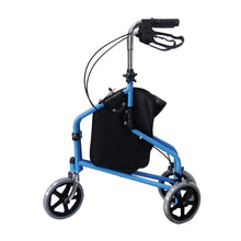 Load image into Gallery viewer, 3 Wheel Rollator Walker with Ergonomic Hand Grips, Locking Brakes, Adjustable Handle Height, Lightweight Aluminum Frame - Blue - by Bodyhealt
