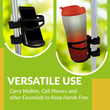 Load image into Gallery viewer, Universal Drinking Cup Holder No Screws Required Adjustable for Any Kind of Strollers, Walkers, Bicycles, Wheelchairs, Bed railings and Even on a Drumset | Drink Walker Cup Holder, Bottle Holder
