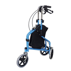 3 Wheel Rollator Walker with Ergonomic Hand Grips, Locking Brakes, Adjustable Handle Height, Lightweight Aluminum Frame - Blue - by Bodyhealt