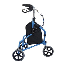 Load image into Gallery viewer, 3 Wheel Rollator Walker with Ergonomic Hand Grips, Locking Brakes, Adjustable Handle Height, Lightweight Aluminum Frame - Blue - by Bodyhealt