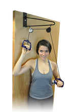 Load image into Gallery viewer, Exercise Overdoor Shoulder Pulley - Home Stretching, Physical Therapy, Rehab &amp; Muscle Toning Fitness Equipment - Overhead Workout System &amp; Arm Exerciser That Increases Your Motion Range - Complete Set