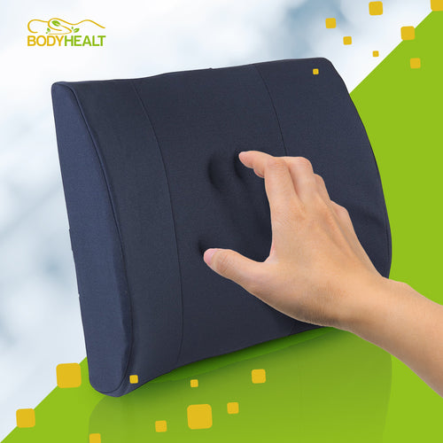 Bodyhealt Memory Foam Back Cushion - Premium Lumbar Support Pillow for Lower Back Pain Relief - Soft & Firm, Comfortable, Orthopedic Design to Improve Posture and Help Soothe and Protect Lower Back