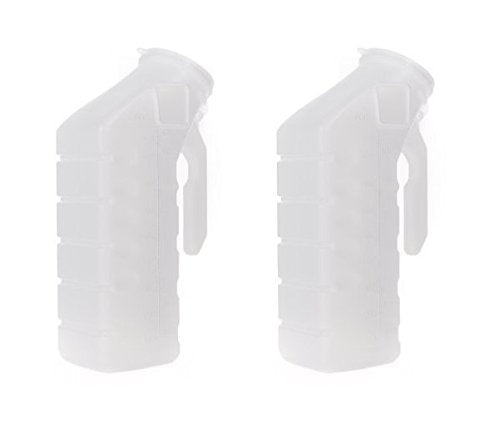 BodyHealt Deluxe Male Urinal Incontinence Pee Bottle 32oz./1000ml with Cover (Standard Lid, Pack of 2)