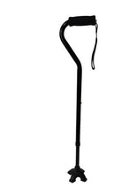 Load image into Gallery viewer, BodyHealt Universal Self Standing Quadruple Cane Tip - Walking Stick Base Stabilizing Device, Black