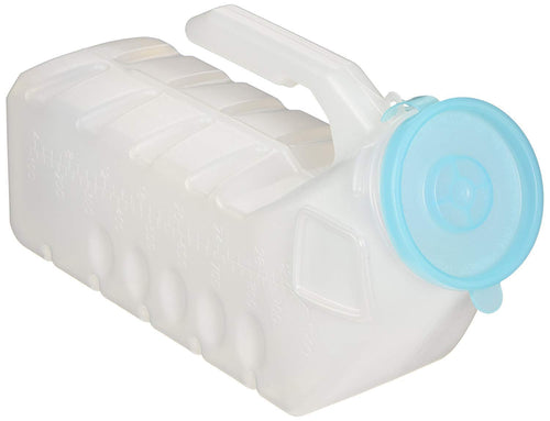 BodyHealt Deluxe Male Urinal Incontinence Pee Bottle 32oz./1000ml with Cover (Glow in The Dark Lid, Pack of 2)