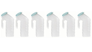 BodyHealt Deluxe Male Urinal Incontinence Pee Bottle 32oz./1000ml with Cover (Glow in The Dark Lid, Pack of 6)