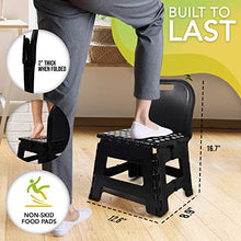 Load image into Gallery viewer, BodyHealt Folding Step Stool-Back Support- Small Collapsible Step Riser for Adults, Kids and Seniors - Portable Non-Slip Chair with Handle- 4” Stepping Stool for Kitchen, Toilet, Bathroom, Bed, Car,