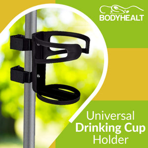 Universal Drinking Cup Holder No Screws Required Adjustable for Any Kind of Strollers, Walkers, Bicycles, Wheelchairs, Bed railings and Even on a Drumset | Drink Walker Cup Holder, Bottle Holder