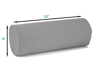 BodyHealt Roll Bolster Pillow, Lumbar Support Cushion for Office Chair, Car, or Bed. Cervical Neck Pillow for Spine & Neck Support. Firm Density, Memory Foam Pillow with Removable Cover, 5X12" (Gray)