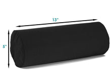 Load image into Gallery viewer, BodyHealt Roll Bolster Pillow, Lumbar Support Cushion for Office Chair, Car, or Bed. Cervical Neck Pillow for spine &amp; Neck Support. Firm Density, Memory Foam Pillow with Removable Cover, 5X12&quot; (Black)