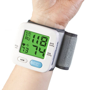 BodyHealt Wrist Blood Pressure Cuff Monitor - Fully Automatic - Color Changing - 2" LCD - 90 Memory Capacity for 2 Users -