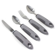 Load image into Gallery viewer, BodyHealt 4 Piece Adaptive Utensil Set - 1.5 in Ribbed Rubber Handles - Latex Free - Arthritis Aid Silverware Set for Parkinsons - Easy Grip for Shaking, Elderly &amp; Trembling Hands
