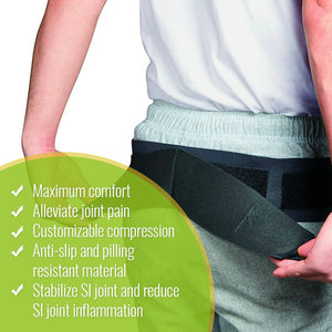Bodyhealt Comfortable Sacroiliac Joint Support Belt - Slimline Design - for Low Back and Pelvic Pain Relief - Hypoallergenic and Breathable Maternity