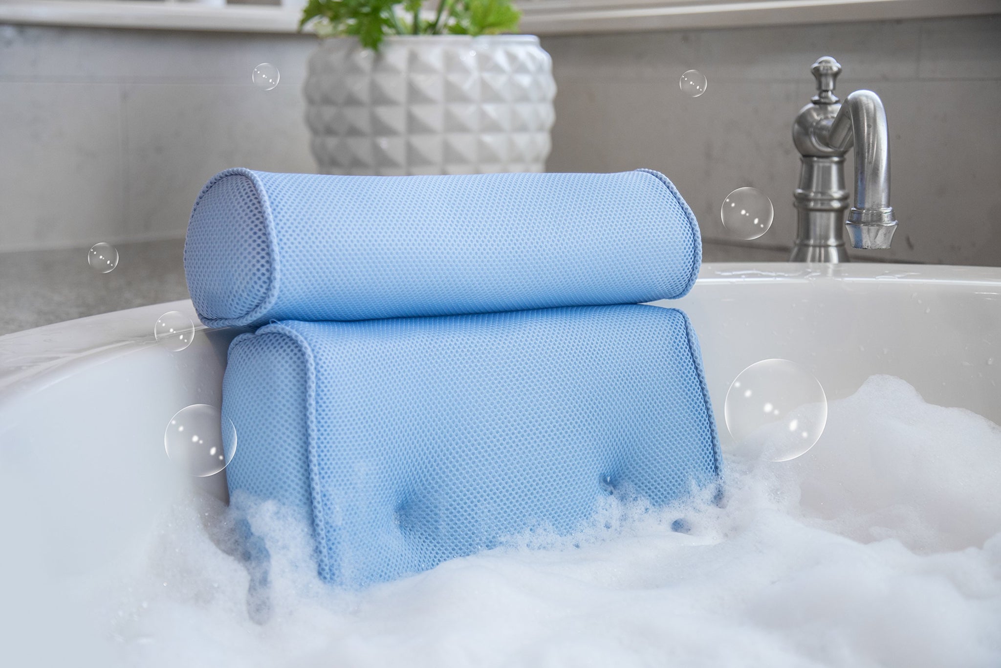 Bath Pillow Ultra Thick Ergonomic Spa Pillow with Neck Shoulder Back Support  E1