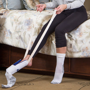 Sock Aid and Stocking Assist | Flexible Plastic W/Terry Covered Non-Slip Resistance Surface | Easy Putting Up and Removing Socks or Compression Stocking | Easy Putting On Stocking Donner (Pack of 2)