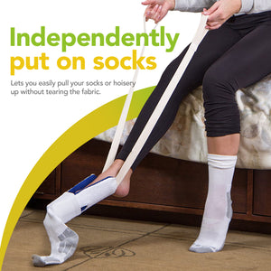 Sock Aid and Stocking Assist | Flexible Plastic W/Terry Covered Non-Slip Resistance Surface | Easy Putting Up and Removing Socks or Compression Stocking | Easy Putting On Stocking Donner