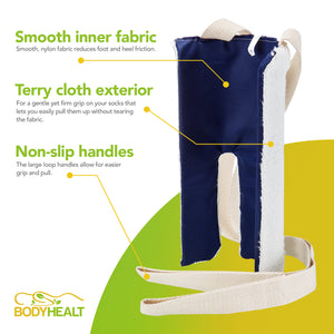 Sock Aid and Stocking Assist | Flexible Plastic W/Terry Covered Non-Slip Resistance Surface | Easy Putting Up and Removing Socks or Compression Stocking | Easy Putting On Stocking Donner